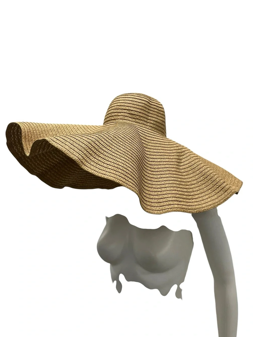 Oversized Straw Floppy Sun Hat in Tan